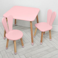 Столик 04-025R + 1, 60-60 см, с 2-мя стульчиками, розовый