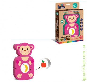 Деревянная игрушка Kids hits арт. KH20/002 обезьянка 4 детали коробка 18, 5*27, 9*3 см