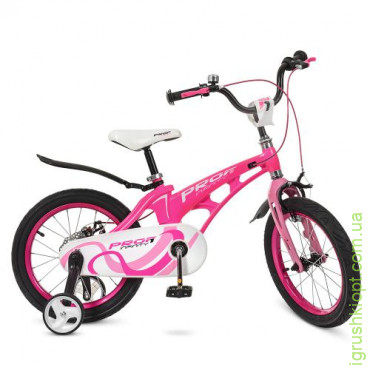 Велосипед дитячий PROF1 18д. LMG18203, Infinity, SKD85, магн. рама, вилка, диск. гальма, дзвінок, дод. колеса, малиново-рожевий