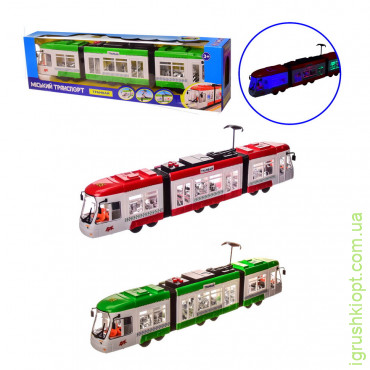 Трамвай арт. K1114, 2 цвета, батар., коробка