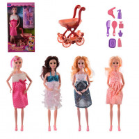 Кукла типа Барби арт. PX228-A, 4 вида, Беременная, коляска, аксессуары, короб. – 18*6.5*33 см, р-р игрушки – 29 см