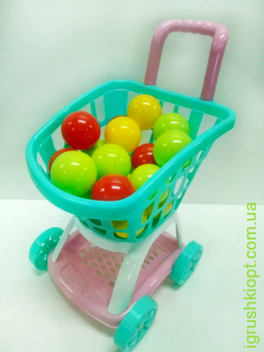 Візок М "супермаркет" з 20 кульками, 4 кольори, KINDER WAY