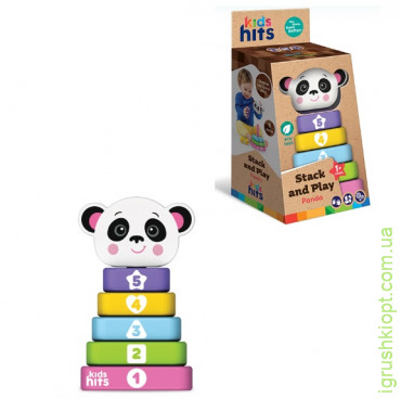 Дерев'яна іграшка Kids hits арт. KH20/012 пірамідка панда коробка 11, 5*23, 1*11, 5 см