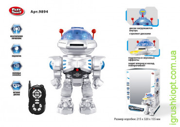 Робот батар.р/у "PLAY SMART" 9894 звукові ефекти, світло, стріляє дисками, в коробці