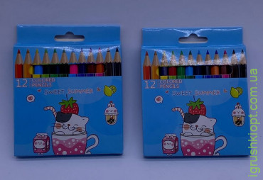XZ-9 Кольорові олівці, короткі 12 кольорів