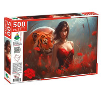 Пазлы 500 "Прекрасная девушка с тигром" 4820121184764