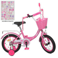 Велосипед детский PROF1 12д. Y1211-1, Princess, SKD75, фонарь, звонок, зеркало, доп. колеса, корзина, розовый
