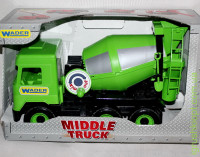Авто Middle truck бетономешалка зеленая в коробке, Wader