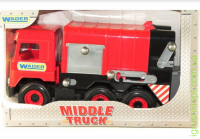 Авто Middle truck мусоровоз красный в коробке, Wader