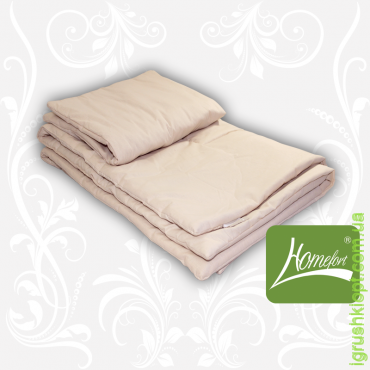 Комплект шерсть одеяло + подушка 110 х 140 (цв.бежевый)