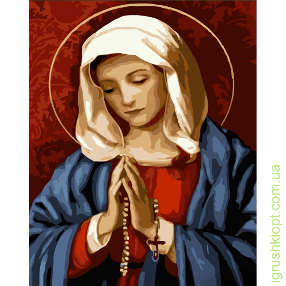 Картина за номерами Strateg ПРЕМІУМ Діва Марія з лаком розміром 30х40 см (SS6746)