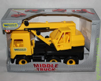 Авто Middle truck кран желтый в коробке, Wader