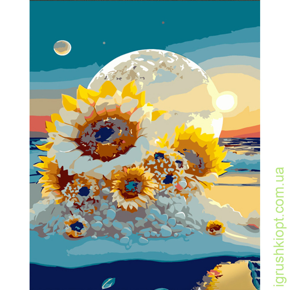 Картина за номерами Strateg ПРЕМІУМ Соняшники з лаком розміром 30х40 см (SS6752)