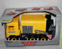 Авто Middle truck мусоровоз желтый в коробке, Wader