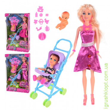Лялька типу Барбі арт. 131-2, 2 види, лялечки, візочок, аксесуари, коробка 32, 5*20*7 см