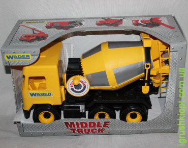 Авто Middle truck бетономешалка желтая в коробке, Wader
