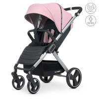 Детская коляска ME 1053N DYNAMIC PRO Pale Pink, до 22 кг, прогулочная, регул. ручка, 3 положения спинки, серая рама, розовая