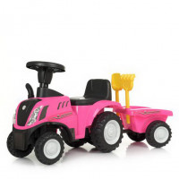 Каталка-толокар 658T-8 трактор с прицепом, звук, свет, на бат-ке, в кор-ке, розовый