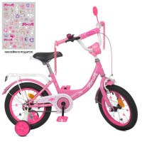 Велосипед дитячий PROF1 14д. Y1411, Princess, SKD45, ліхтар, дзвінок, дзеркало, дод. колеса, рожевий