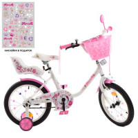 Велосипед дитячий PROF1 18д. Y1885-1, Ballerina, SKD75, біло-рожевий, дзвінок, ліхтар, дод. Колеса