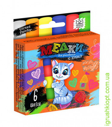 "Дрібниці для малювання на асфальті" тонкі 6 кольорів, DankO toys
