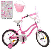 Велосипед дитячий PROF1 18д. Y1891-1, Star, SKD75, ліхтар, дзвінок, дзеркало, дод. колеса, рожевий