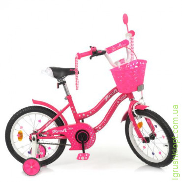 Велосипед детский PROF1 18д. Y1892-1, Star, SKD75, фонарь, звонок, зеркало, доп. колеса, малиновый