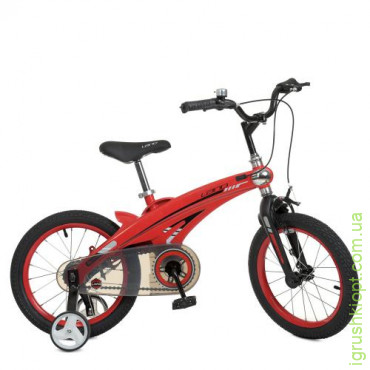 Велосипед дитячий 16д. WLN1639D-T-3 Projective, SKD85, магнієва рама, додаткові колеса, червоний